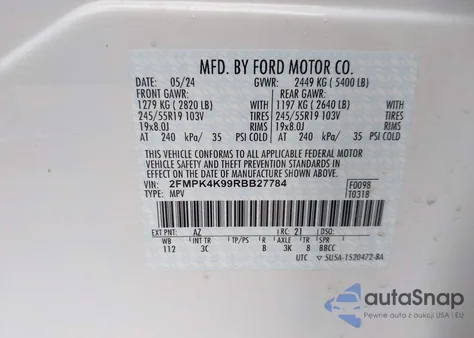 2024 Ford Edge Titanium from USA, damaged, VIN 2FMPK4K99RBB27784